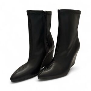 Sleek Black Wedge Heeled Boots for Women